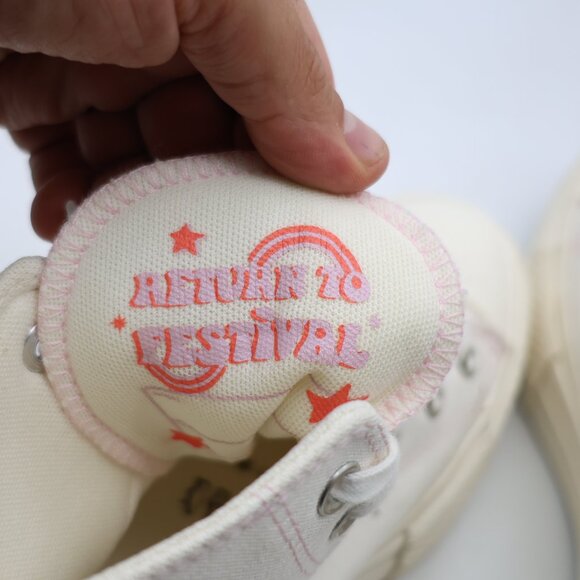 Converse All Star Hi Lift Women’s Size 8 Casual Shoe White Egret Pink Flower - Picture 11 of 11